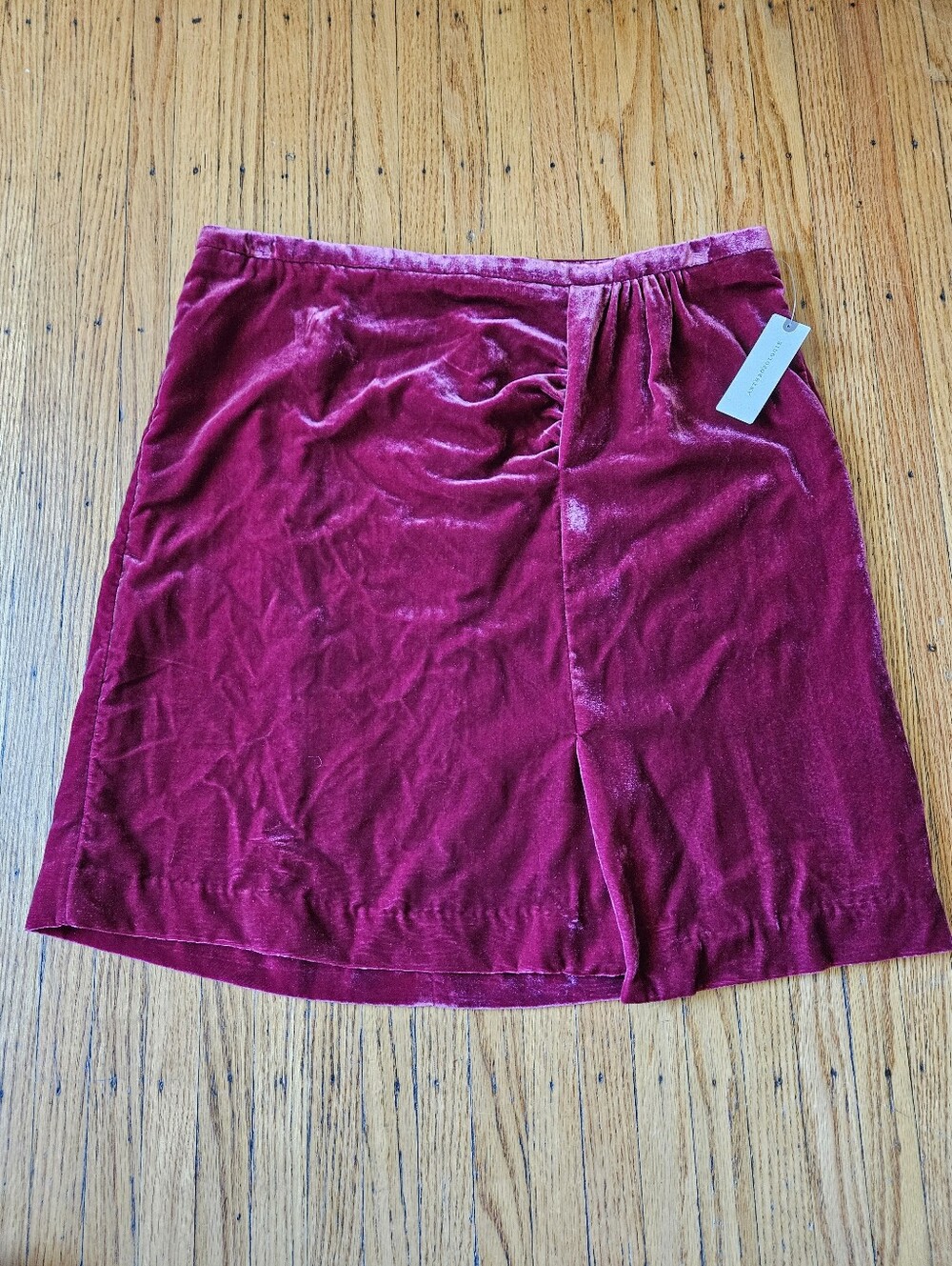 Anthropologie Velvet Mini Skirt Size 16 NWT Magenta Pink Wrap Front Party Skirt